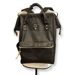 Authentic ANELLO large polyester canvas rucksack backpack in BLACK